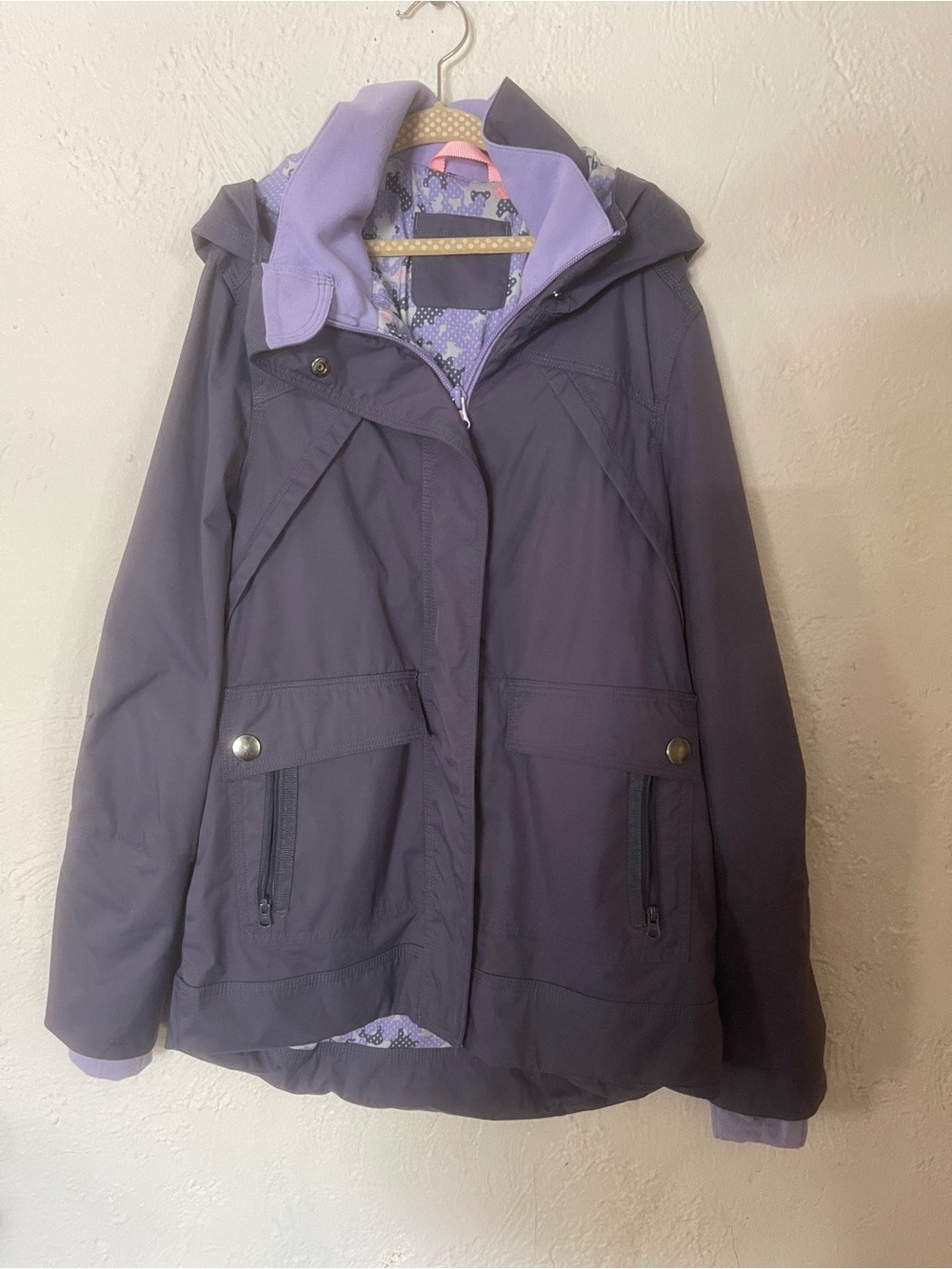 Ivivva Girls Purple Hooded Rain Jacket - Lightweight Shell